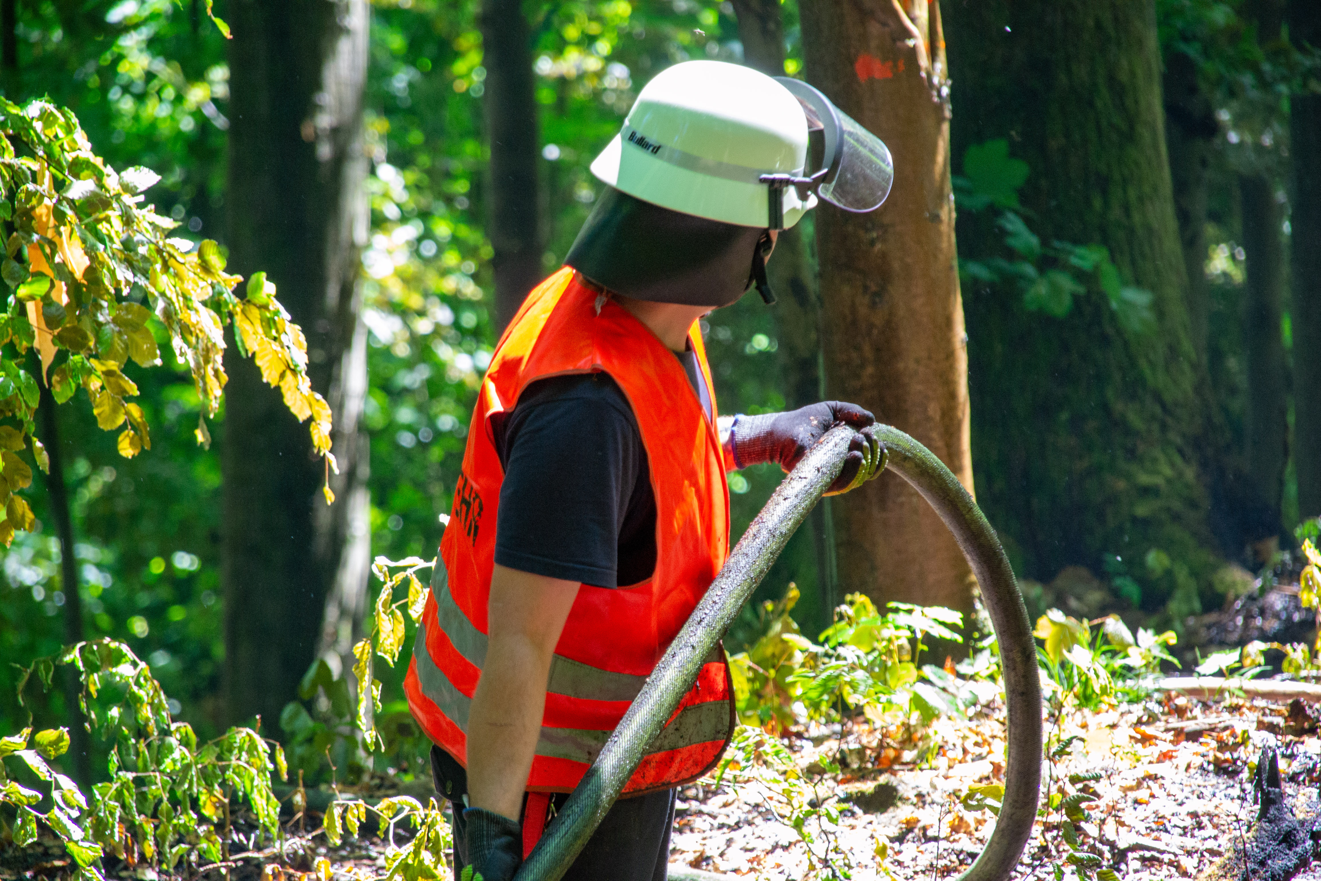 Einsatzkräfte beim Waldbrand